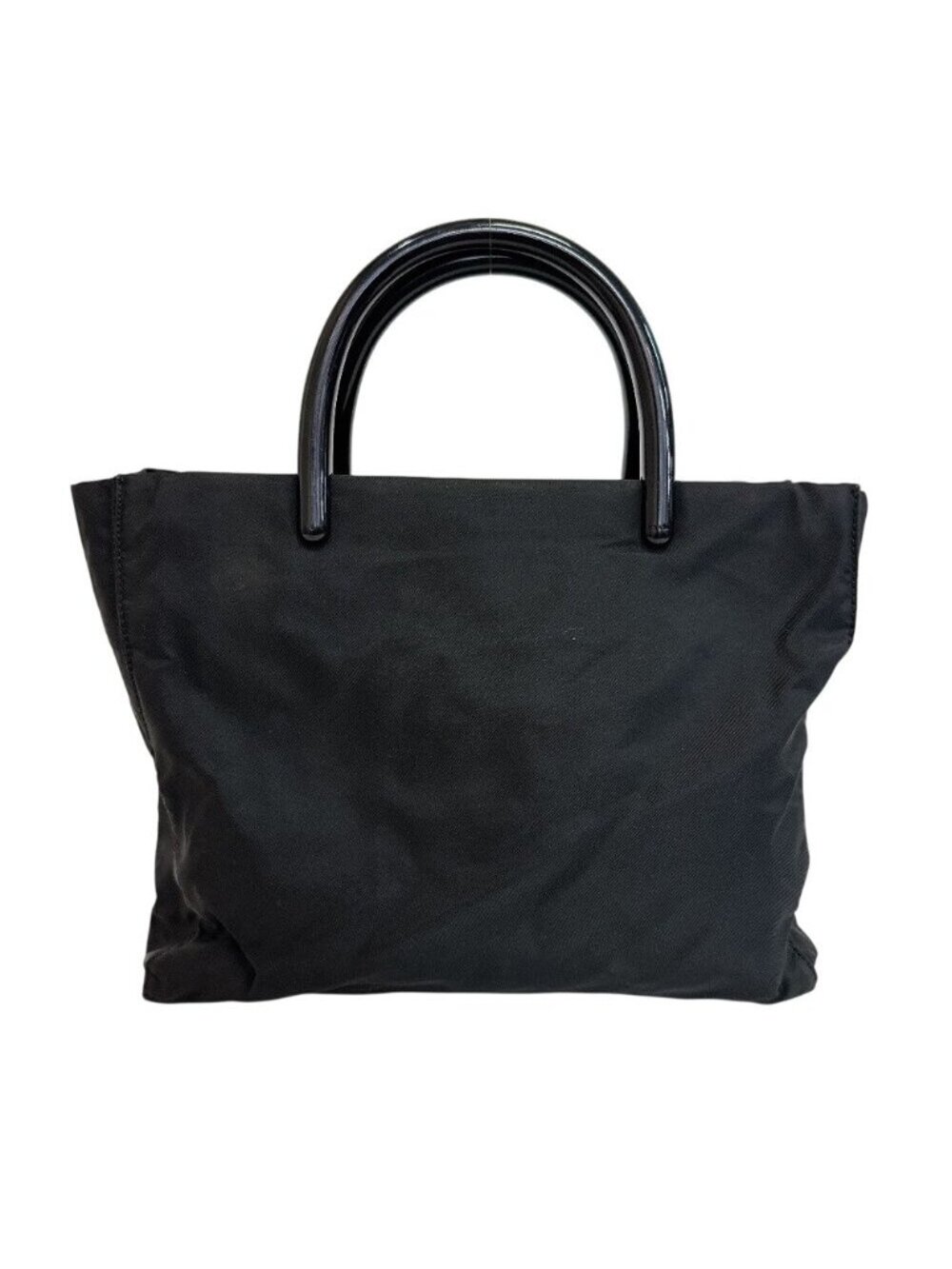 Prada Plastic Handle Hand Triangle Logo Tote Bag